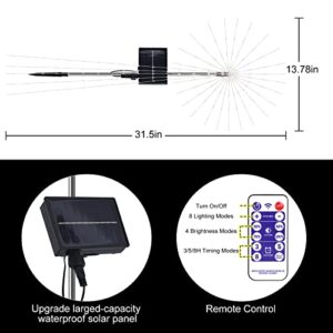 Skcoipsra 2 Pack Solar Garden Lights, 400LEDs Solar Fireworks Lights with 8 Lighting Modes and Remote Control, Waterproof Solar Starburst String Lights for Walkway, Garden, Patio, Multi-Colored
