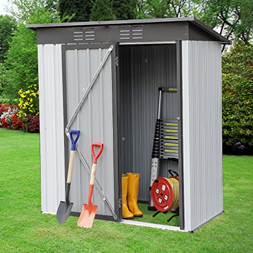 Outdoor Storage Shed,5' x 3' Metal Shed Kit Outdoor Shed with Single Lockable Door,Waterproof Garden Shed,Small Shed Outdoor Storage for Lawn Mower,Backyard,No Floor