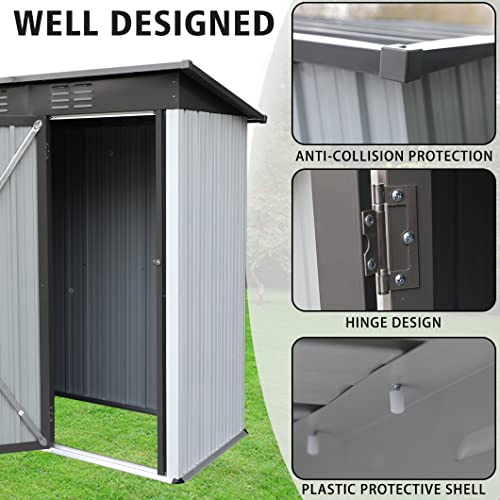 Outdoor Storage Shed,5' x 3' Metal Shed Kit Outdoor Shed with Single Lockable Door,Waterproof Garden Shed,Small Shed Outdoor Storage for Lawn Mower,Backyard,No Floor