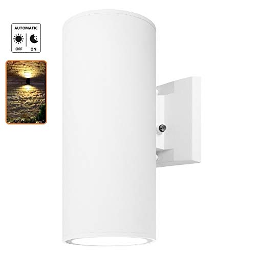 ZUUKOLE Dusk to Dawn Sensor Outdoor Wall Light, Exterior Lighting - ETL Listed, Die-Casting Aluminum Waterproof Wall Mount Cylinder Design - Up Down Light Fixture for Porch, Garage, Garden and Patio