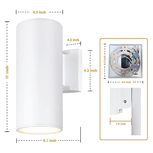 ZUUKOLE Dusk to Dawn Sensor Outdoor Wall Light, Exterior Lighting - ETL Listed, Die-Casting Aluminum Waterproof Wall Mount Cylinder Design - Up Down Light Fixture for Porch, Garage, Garden and Patio