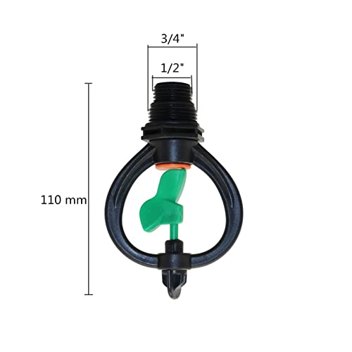 VIEUE Garden Drip Irrigation System Accessories 360 Degree Rotating Nozzle 1/2" to 3/4" External Thread Garden Irrigation Agricultural Lawn Watering Nozzle 2 Pieces