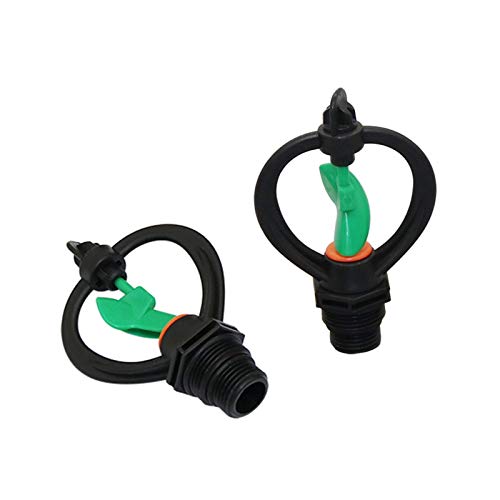 VIEUE Garden Drip Irrigation System Accessories 360 Degree Rotating Nozzle 1/2" to 3/4" External Thread Garden Irrigation Agricultural Lawn Watering Nozzle 2 Pieces