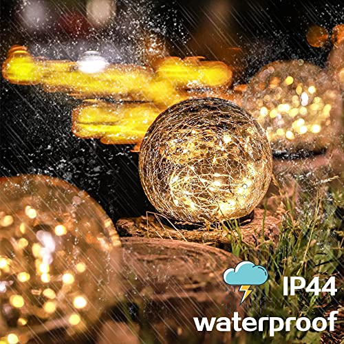 TOMEX Solar Garden Lights, Cracked Glass Ball Waterproof Warm White LED for Outdoor Decor Decorations Pathway Patio Yard Lawn, 1Pack (3.9")