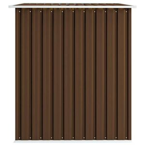 Festnight Garden Storage Shed with 4 Vents Metal Steel Double Sliding Doors Outdoor Tood Shed Patio Lawn Care Equipment Pool Supplies Organizer Brown 101.2 x 80.7 x 70.1 Inches (W x D x H)