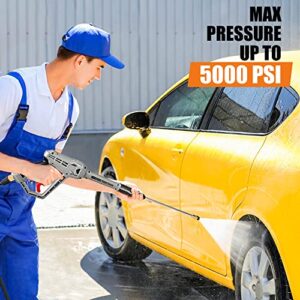 WXMECH Pressure Washer Gun with Extension Wand Replacement 5000 PSI High Power Washer Gun 39 Inch Adjustable Length with M22 14mm or M22 15mm Fitting 5 Nozzle Tips with Nozzle Holder (Grey)