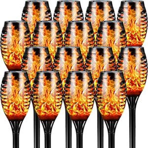 okaysun solar torch lights with flickering flame, 16 packs 12led tiki torch solar lights outdoor, ip65 waterproof mini solar torch light auto on/off for garden, patio, yard, pathway03