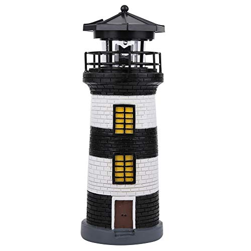 eecoo Solar Lighthouse Rotating LED Garden Light Outdoor Solar Light Decorative Landscape Lamp for Garden Yard Lawn Decor(Black)