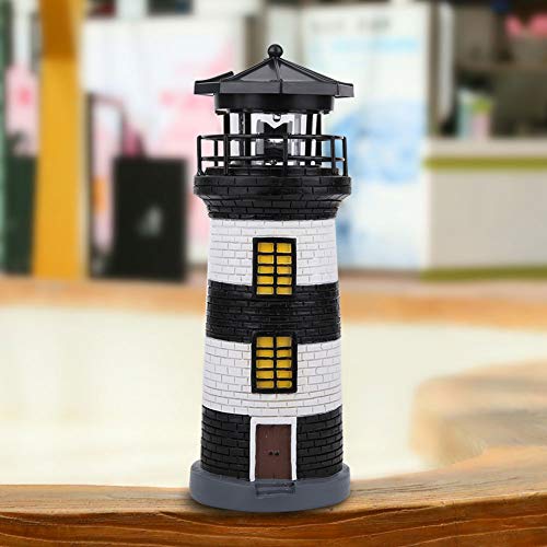 eecoo Solar Lighthouse Rotating LED Garden Light Outdoor Solar Light Decorative Landscape Lamp for Garden Yard Lawn Decor(Black)