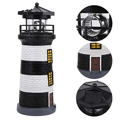 eecoo Solar Lighthouse Rotating LED Garden Light Outdoor Solar Light Decorative Landscape Lamp for Garden Yard Lawn Decor(Black)