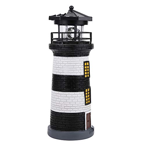 eecoo Solar Lighthouse Rotating LED Garden Light Outdoor Solar Light Decorative Landscape Lamp for Garden Yard Lawn Decor(Black)