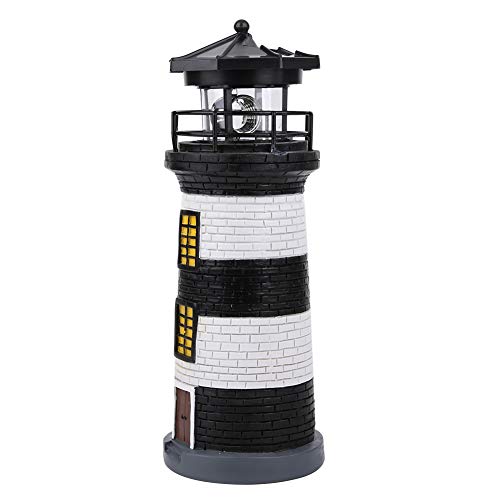 eecoo Solar Lighthouse Rotating LED Garden Light Outdoor Solar Light Decorative Landscape Lamp for Garden Yard Lawn Decor(Black)