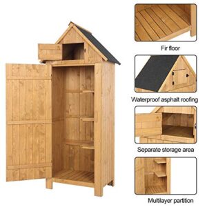 Kcelarec Outdoor Storage Shed Cabinet, Tool Shed, Wooden Garden Shed Organizer Wooden Lockers with Fir Wood