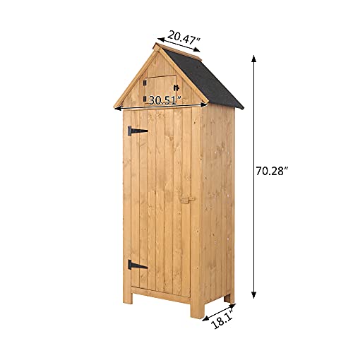 Kcelarec Outdoor Storage Shed Cabinet, Tool Shed, Wooden Garden Shed Organizer Wooden Lockers with Fir Wood