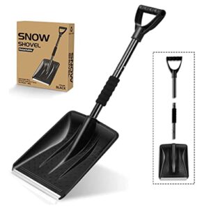 folding emergency snow shovel, snow shovel for car with extendable ergonomical handle and wide blade scoop for driveway car emergency home garden camping…