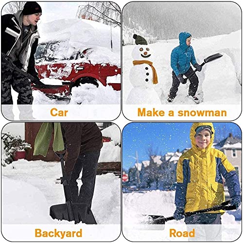 Folding Emergency Snow Shovel, Snow Shovel for Car with Extendable Ergonomical Handle and Wide Blade Scoop for Driveway Car Emergency Home Garden Camping…