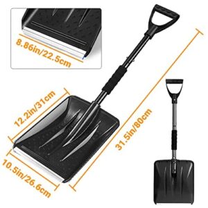 Folding Emergency Snow Shovel, Snow Shovel for Car with Extendable Ergonomical Handle and Wide Blade Scoop for Driveway Car Emergency Home Garden Camping…