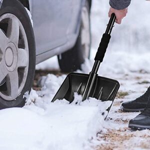 Folding Emergency Snow Shovel, Snow Shovel for Car with Extendable Ergonomical Handle and Wide Blade Scoop for Driveway Car Emergency Home Garden Camping…