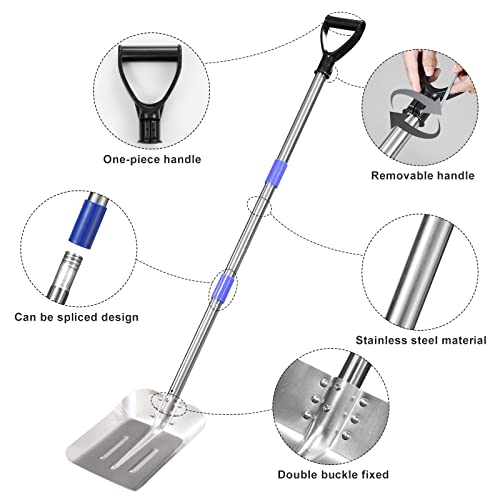 Snow Shovel for driveway-55 inch Aluminum Stainless Steel Lightweight Portable Sports Utility Forklift Trunk Camping Garden Beach Cleaning House Large Emergency