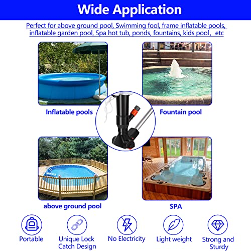 2023 Upgraded Small Pool Vacuum for Above Ground Pool w/Unique Lock Catch,48" Pool Pole,Brushes &Leaf Bag kit,Portable Swimming Pool Vacuum Head Cleaner,Pool Leaf Vacuum for Spa Hot Bub,Inground Pool