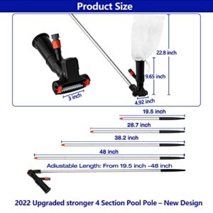 2023 Upgraded Small Pool Vacuum for Above Ground Pool w/Unique Lock Catch,48" Pool Pole,Brushes &Leaf Bag kit,Portable Swimming Pool Vacuum Head Cleaner,Pool Leaf Vacuum for Spa Hot Bub,Inground Pool