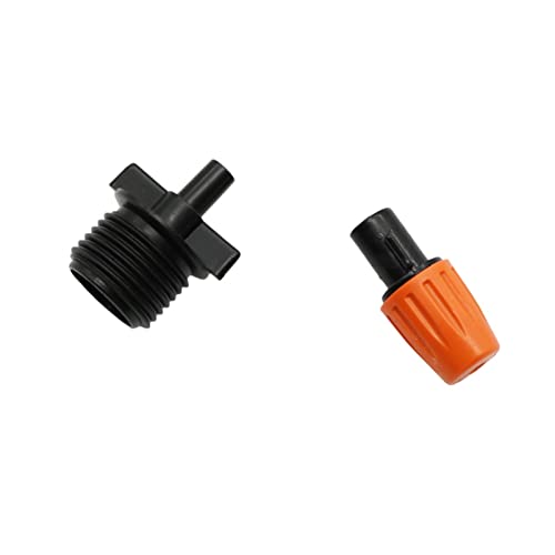 VIEUE Garden Drip Irrigation System Accessories Orange 360 Degree Atomizing Nozzle, with 1/2 Inch Male Flat Connector, Garden Irrigation Spray Atomizing Nozzle 5 Pcs