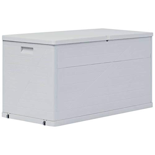 Tidyard Garden Storage Deck Box Plastic 111 Gal Lockable Garden Container Cabinet Toolbox Light Gray for Patio, Lawn, Poolside, Backyard Outdoor Furniture 47.2 x 22 x 24.8 Inches (W x D x H)