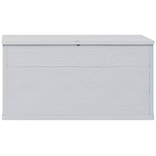 Tidyard Garden Storage Deck Box Plastic 111 Gal Lockable Garden Container Cabinet Toolbox Light Gray for Patio, Lawn, Poolside, Backyard Outdoor Furniture 47.2 x 22 x 24.8 Inches (W x D x H)