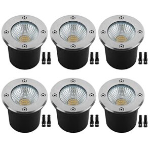 meedoo low voltage landscape lights outdoor: 7w 700lumen 3000k warm white led in-ground lights well lights for garden pathway driveway | ip67 waterproof | 6 pack (come with 12 wire connectors)