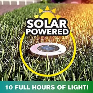 Bell+Howell Swivel Disk Lights Set of 4 Solar Ground Lights with 8 LED Bulbs - Landscape Lighting for Outdoor, Yard, Garden and Lawn – Wireless, Easy Installation, Stakes Included - As Seen On TV