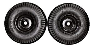 (set of 2) matte black universal fit 15×6.00-6 tires & wheels 4 ply for lawn & garden mower turf tires .75″ bearing