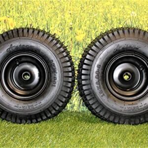 (Set of 2) Matte Black Universal Fit 15x6.00-6 Tires & Wheels 4 Ply for Lawn & Garden Mower Turf Tires .75" Bearing