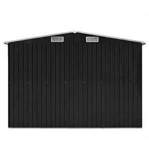 Outdoor Metal Storage Shed, Garden Shed with Door and Vents, Tool Room for Backyard, Patio, Lawn Garden Shed 101.2"x192.5"x71.3" Metal Anthracite