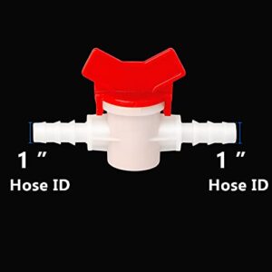 Quickun 1" Drip Irrigation Barbed Ball Valve Shut Off Switch Hose Barb Valve for Garden Drip Irrigation Aquarium Hose Tube, 2Pcs