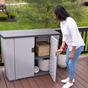 Suncast Backyard Oasis Outdoor Storage Unit, 130 Gallons, Peppercorn