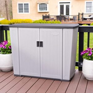 Suncast Backyard Oasis Outdoor Storage Unit, 130 Gallons, Peppercorn