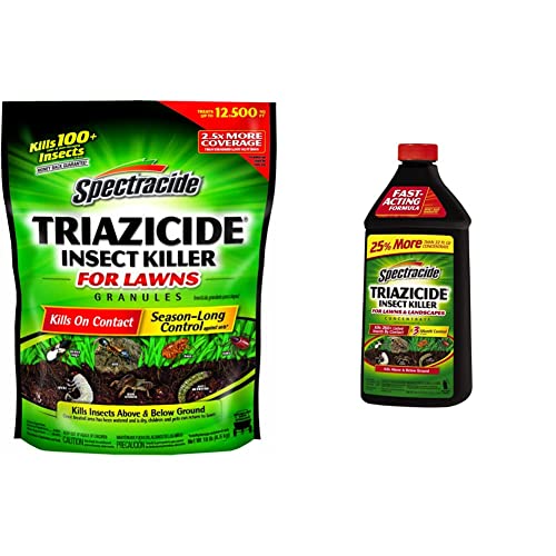 Spectracide Triazicide Insect Killer for Lawns Granules, 10 lb Bag, Kills All Listed Lawn-Damaging Insects and HG-55829 Concentrate Triazicide Lawn & Landscapes Insect Killer, 40 oz, Black