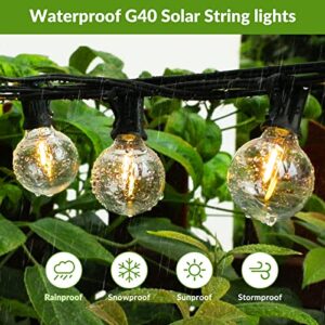 100FT G40 Solar String Lights, Globe Outdoor String Lights with 52 E12 Waterproof LED Bulbs, 2700K Shatterproof Patio Lights, Solar Powered Hanging Lights for Porch Garden Backyard Pergola Bistro Deck