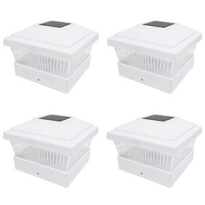 iglow 4 pack white outdoor garden 5 x 5 solar led post deck cap square fence light landscape lamp lawn pvc vinyl wood