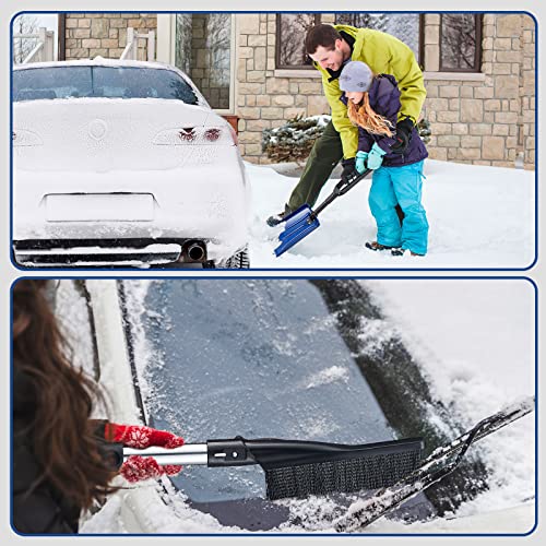 Folding Emergency Snow Shovel for Car Portable Lightweight Shovel Kit with Ice Scraper Snow Brush and T-Grip Handle Aluminum Edge Blade 9" Compact Snow Removed for Vehicle Camping Home Garden