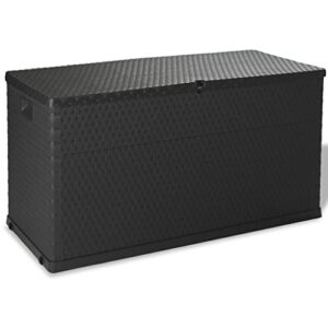 loibinfen patio storage box anthracite 47.2″x22″x24.8″ pp rattan patio garden outdoor storage container for toys, furniture deck box (weight:24.47 lbs)