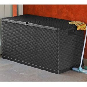 loibinfen Patio Storage Box Anthracite 47.2"x22"x24.8" PP Rattan Patio Garden Outdoor Storage Container for Toys, Furniture Deck box (Weight:24.47 lbs)