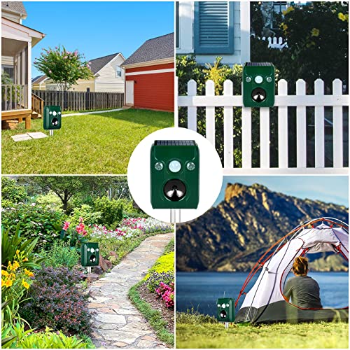 2-Pack Ultrasonic Solar Animal Repeller,Cat Repellent Outdoor with Motion Sensor Detection, Siren and Flash Repel. for Deer Dog, Squirrel, Raccoon, Skunk, Rabbit, Fox, Farm Yard Garden