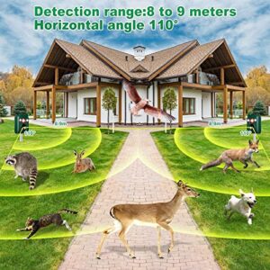 2-Pack Ultrasonic Solar Animal Repeller,Cat Repellent Outdoor with Motion Sensor Detection, Siren and Flash Repel. for Deer Dog, Squirrel, Raccoon, Skunk, Rabbit, Fox, Farm Yard Garden