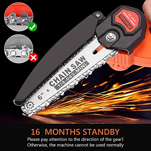 Mini Chainsaw 6 Inch, Bravolu Cordless Power Chain Saws, Portable 21V Chainsaw Battery Powered, Chainsaws Handheld Small Chainsaw for Wood Cutting Tree Trimming