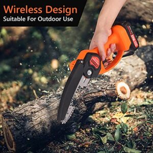 Mini Chainsaw 6 Inch, Bravolu Cordless Power Chain Saws, Portable 21V Chainsaw Battery Powered, Chainsaws Handheld Small Chainsaw for Wood Cutting Tree Trimming