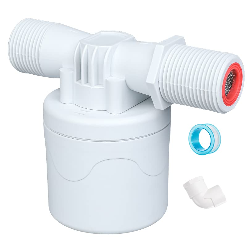 Float Valve Automatic Water Level Shut Off Control Valve Pool Auto Fill Float Valve No Electricity Needed Upgrade Mini Float Valve for Water Tank Tower Cattle Watering Drought (3/4" Side Inlet, White)