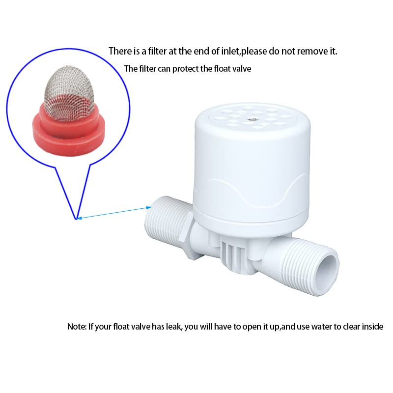 Float Valve Automatic Water Level Shut Off Control Valve Pool Auto Fill Float Valve No Electricity Needed Upgrade Mini Float Valve for Water Tank Tower Cattle Watering Drought (3/4" Side Inlet, White)