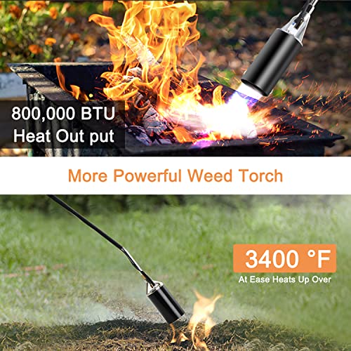 NOENOUGH Propane Torch Weed Burner Torch High Output 800,000 BTU with 6.5ft Hose Heavy Duty Blow Torch with Flame Control and Turbo Trigger Push Button Igniter for Garden Stumps Wood Ice Snow Roofing