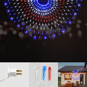 Qulist July 4th American Flag Lights, 250 LED Waterproof Half Fan Flag Light for Yard Garden Decoration,Festival,Holiday,4th of July Independence Day Party Decorations